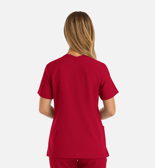 Momentum 5001 Womens Double V-Neck Top Red