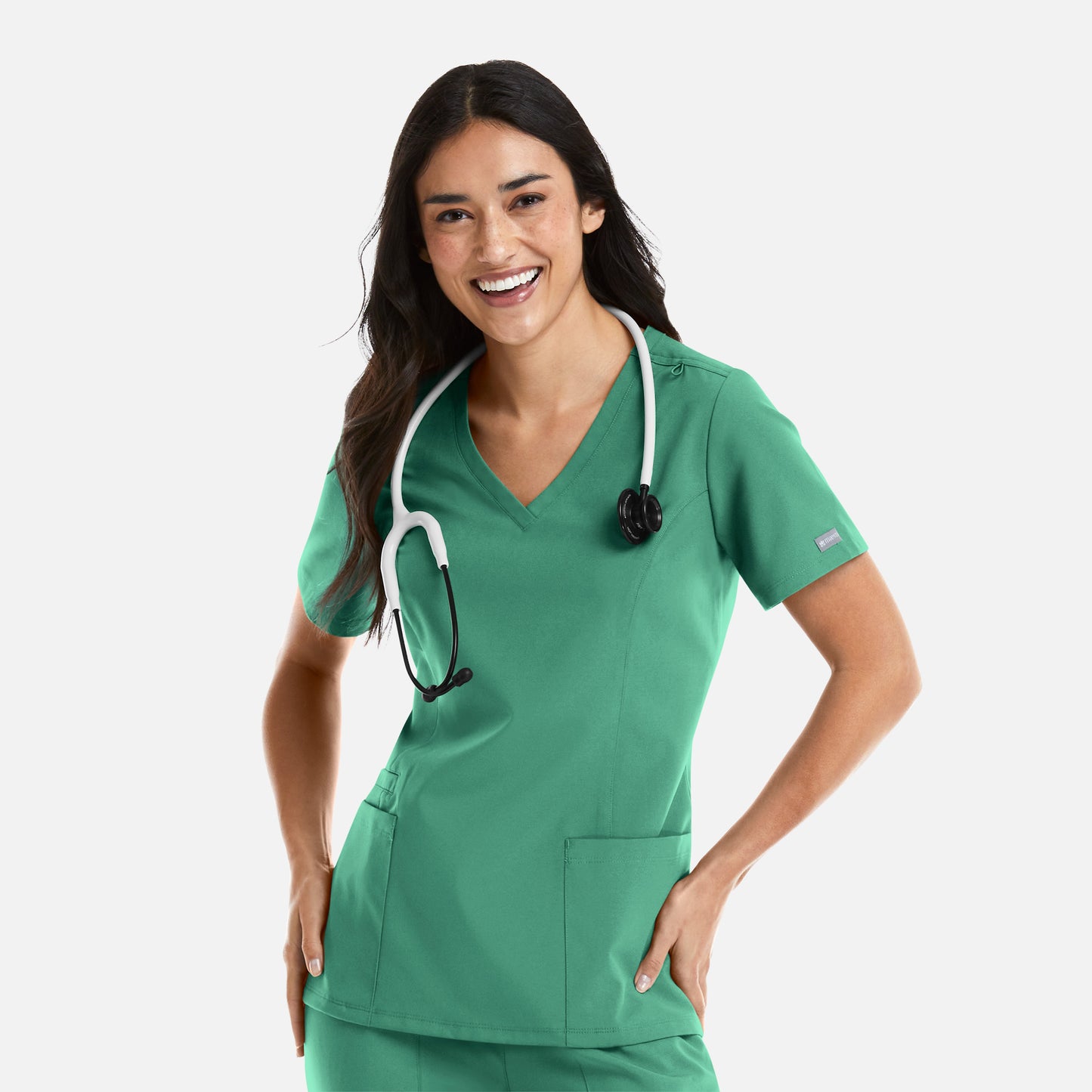 Momentum 5001 Womens Double V-Neck Top Surgical Green