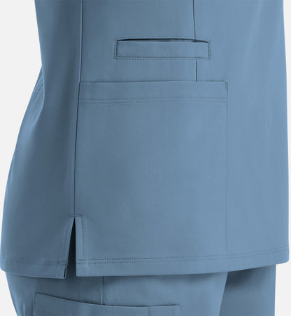 Momentum 5001 Women's Double V-Neck Top Slate Blue