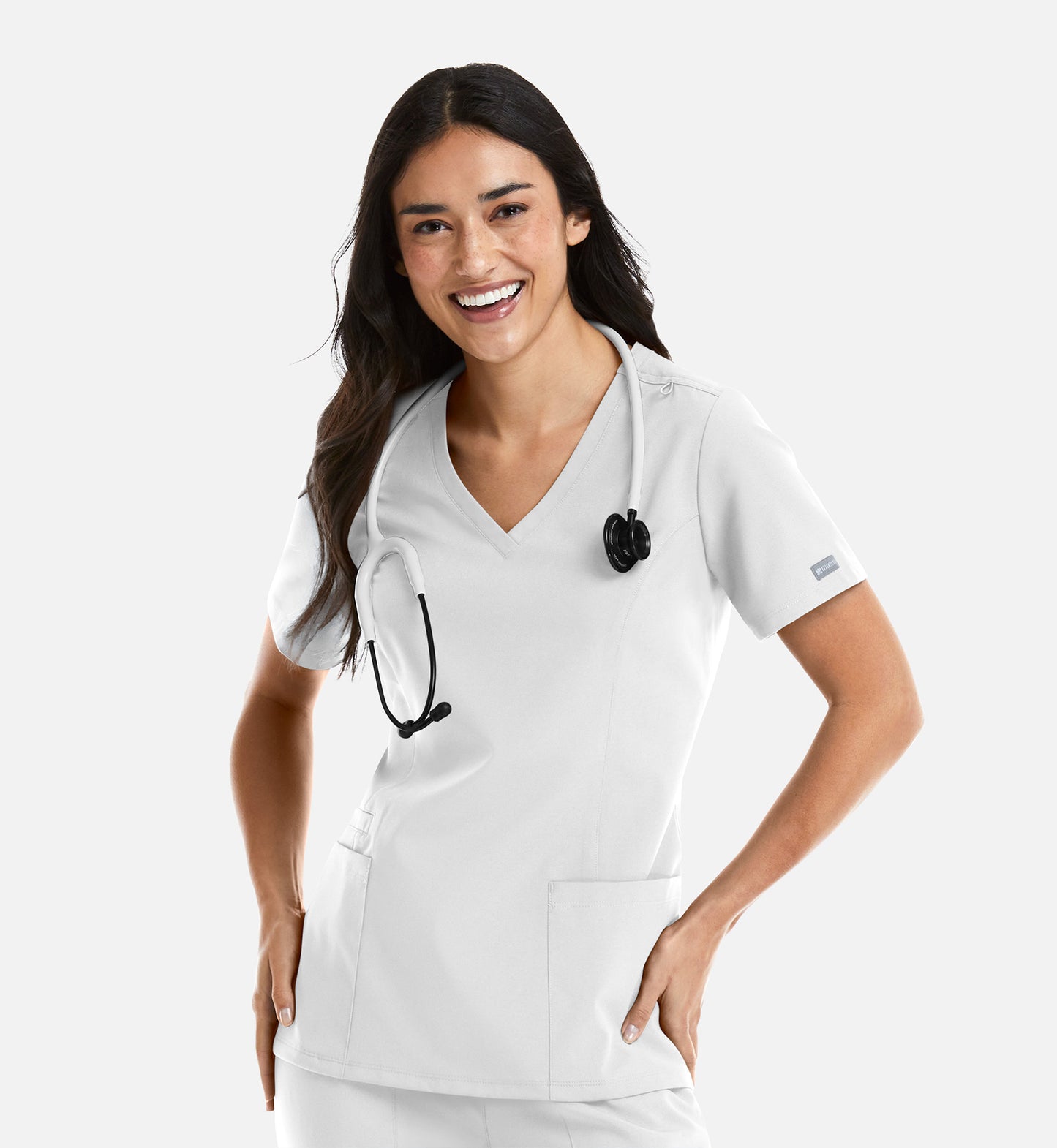 Momentum 5001 Women's Double V-Neck Top White