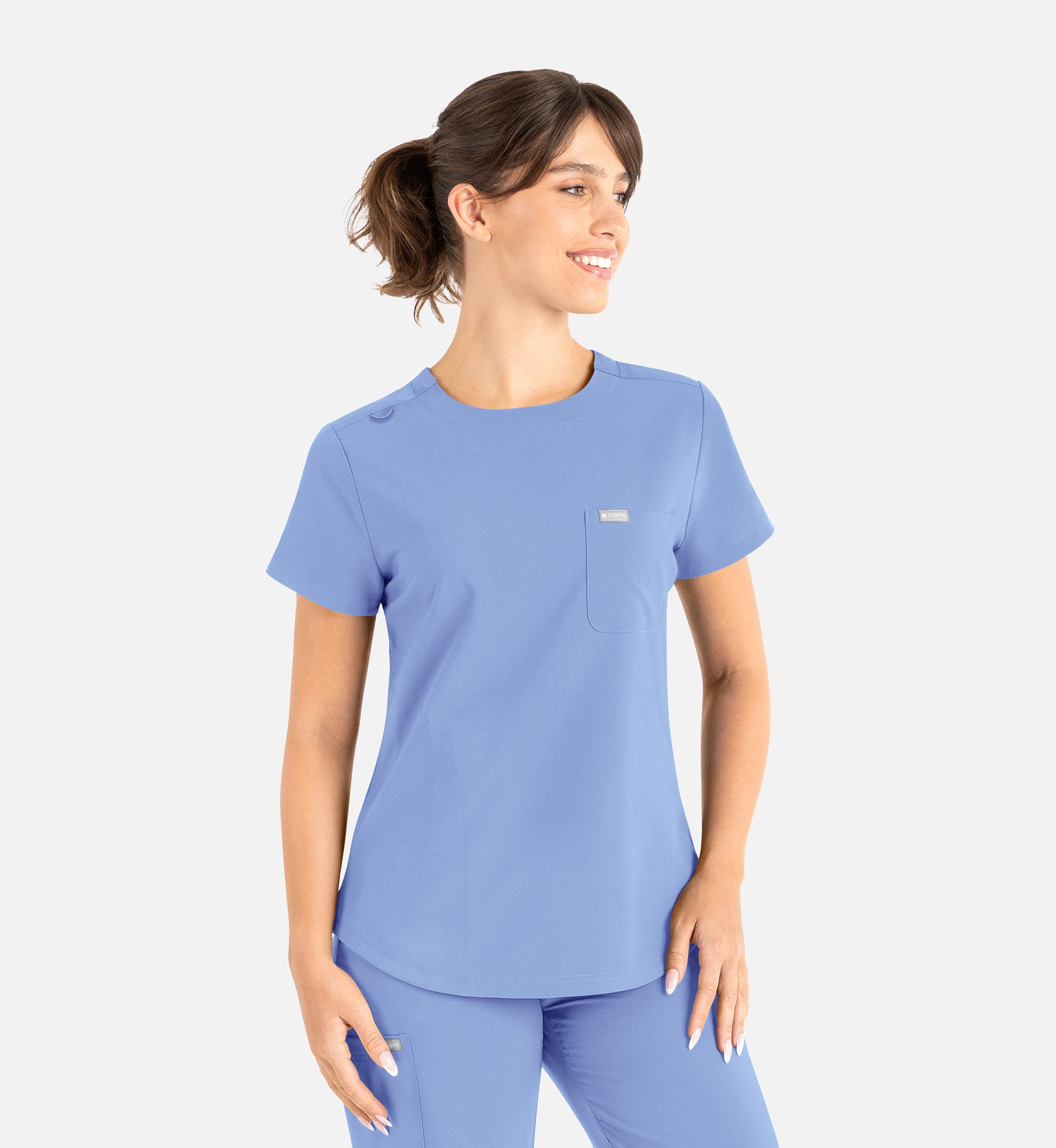 Momentum 5005 Women’s Tuckable Round Neck Top Ceil Blue