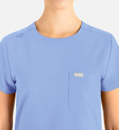 Momentum 5005 Women’s Tuckable Round Neck Top Ceil Blue