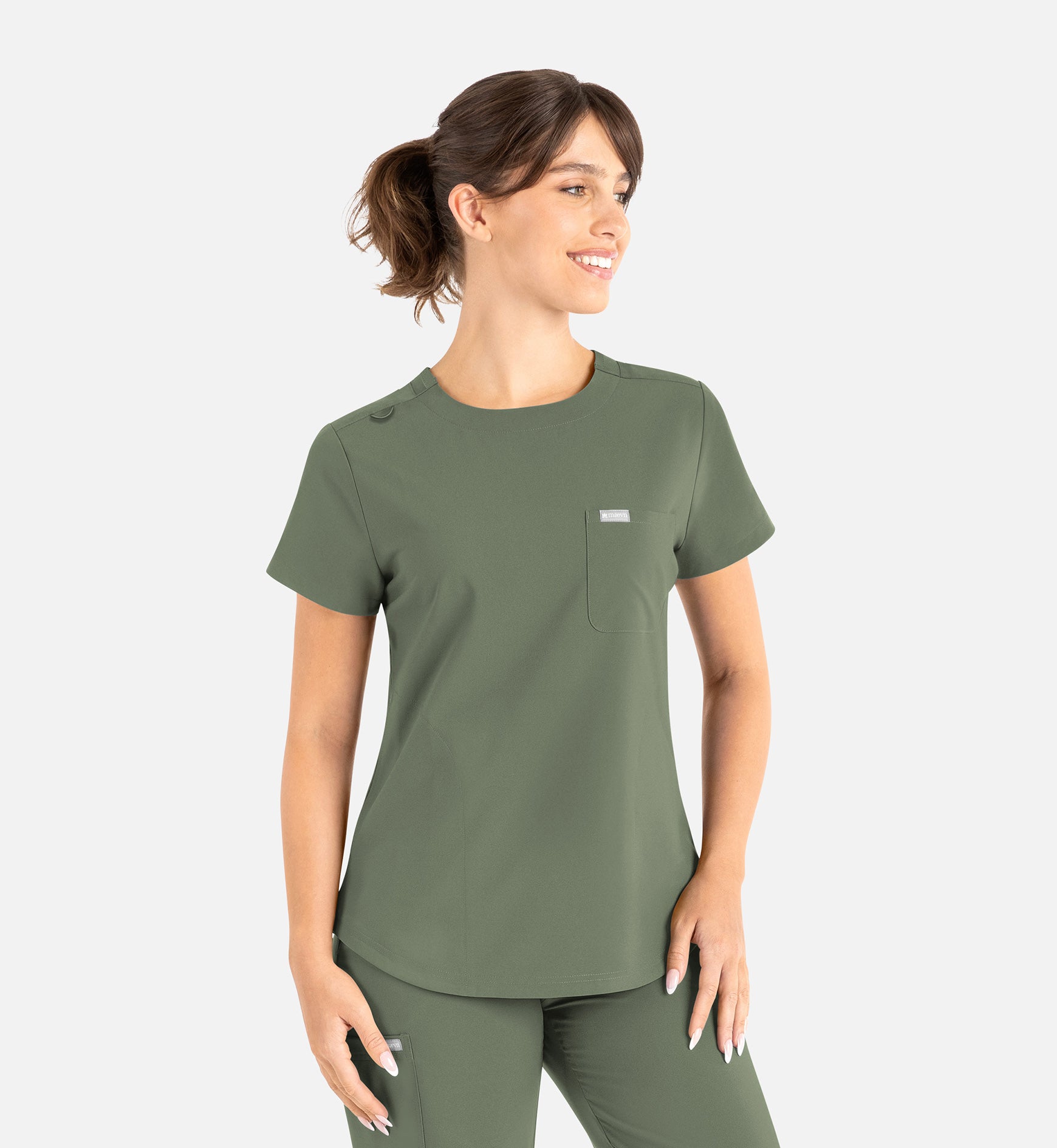 Momentum 5005 Women’s Tuckable Round Neck Top Olive