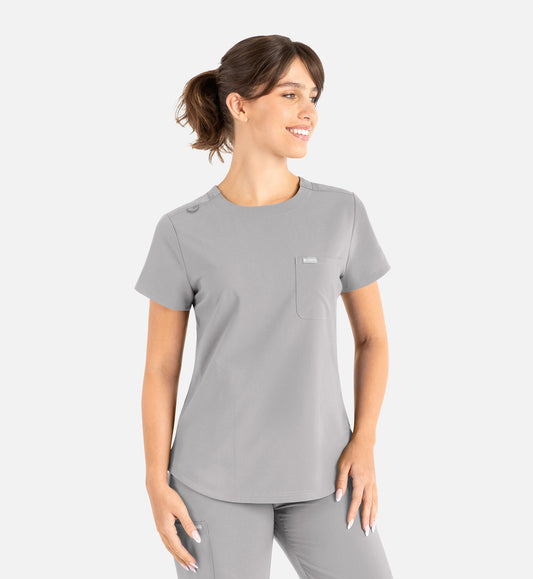 Momentum 5005 Women’s Tuckable Round Neck Top Quiet Grey