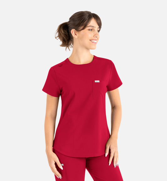 Momentum 5005 Women’s Tuckable Round Neck Top Red