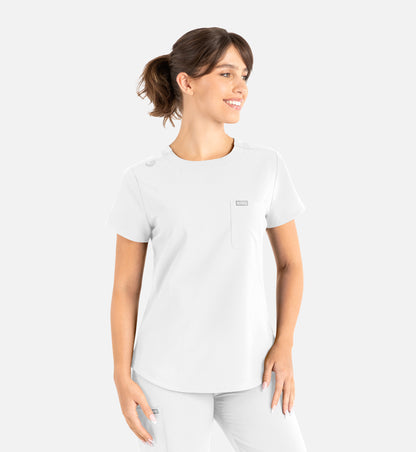 Momentum 5005 Women’s Tuckable Round Neck Top White