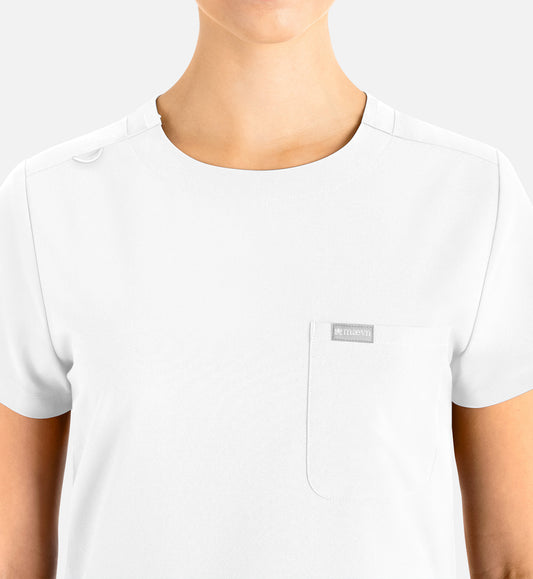 Momentum 5005 Women’s Tuckable Round Neck Top White