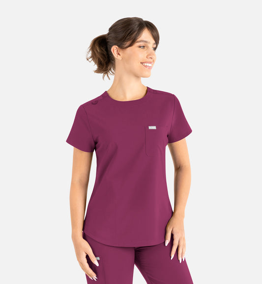 Momentum 5005 Women’s Tuckable Round Neck Top Wine