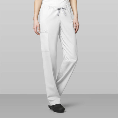 WonderWORK 500 Unisex Drawstring Cargo Scrub Pants White Model Image Front | Wink