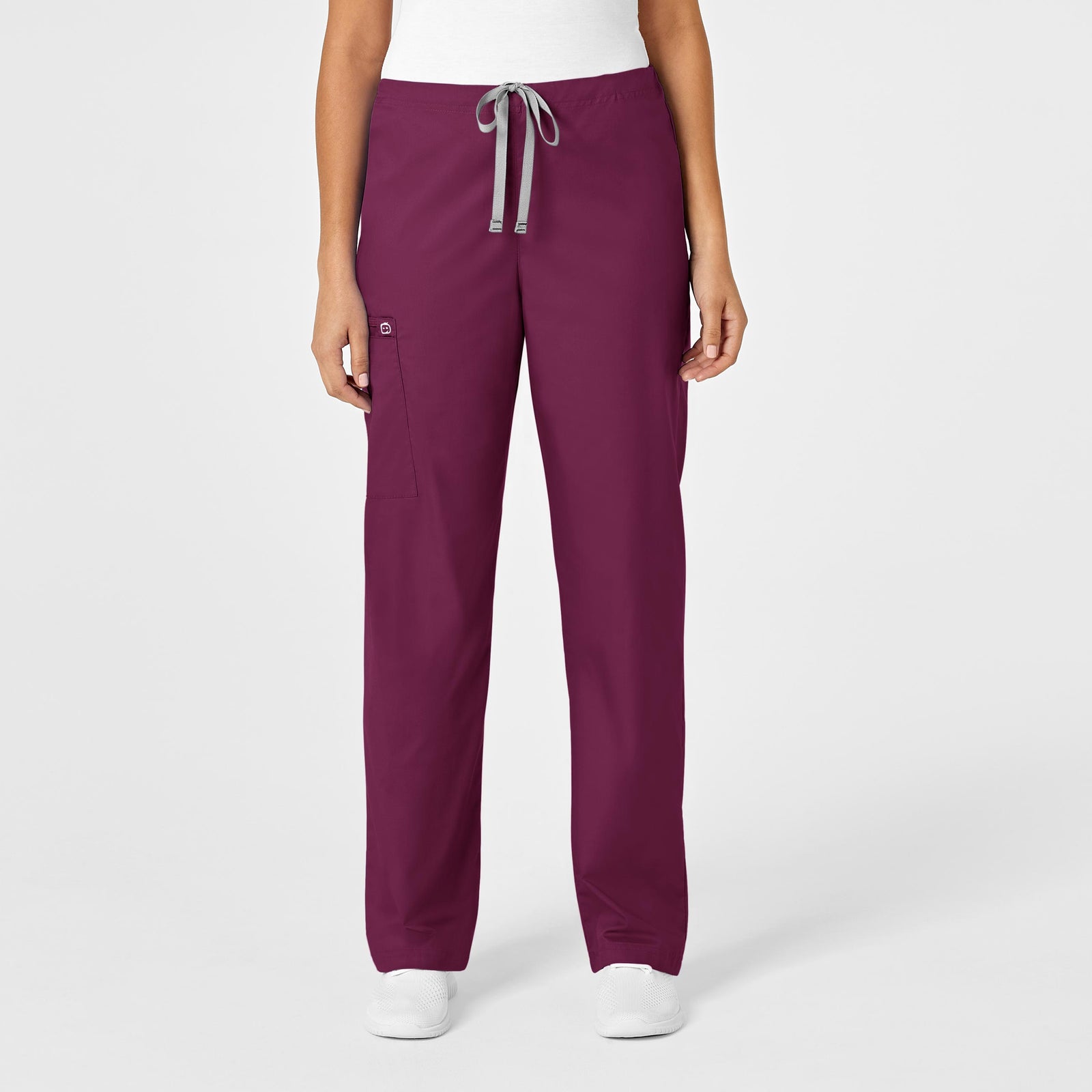 WonderWORK 500 Unisex Drawstring Cargo Scrub Pant Wine Model Image Front | Wink