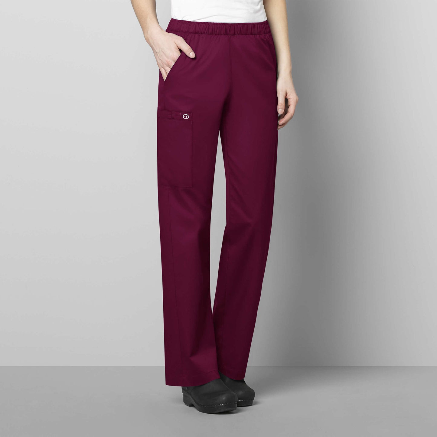 WonderWORK 501 Pull-On Cargo Scrub Pants Wine Model Image Front | Wink