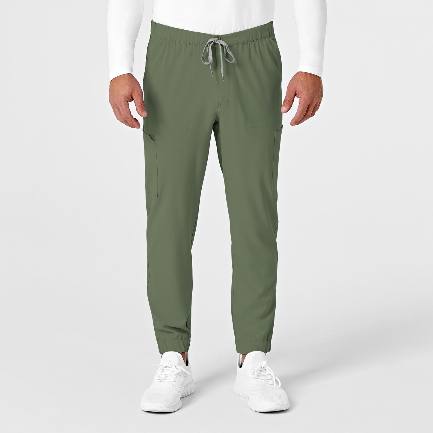 RENEW 5034 Men's Jogger Scrub Pants Olive Model Image Front | Wink