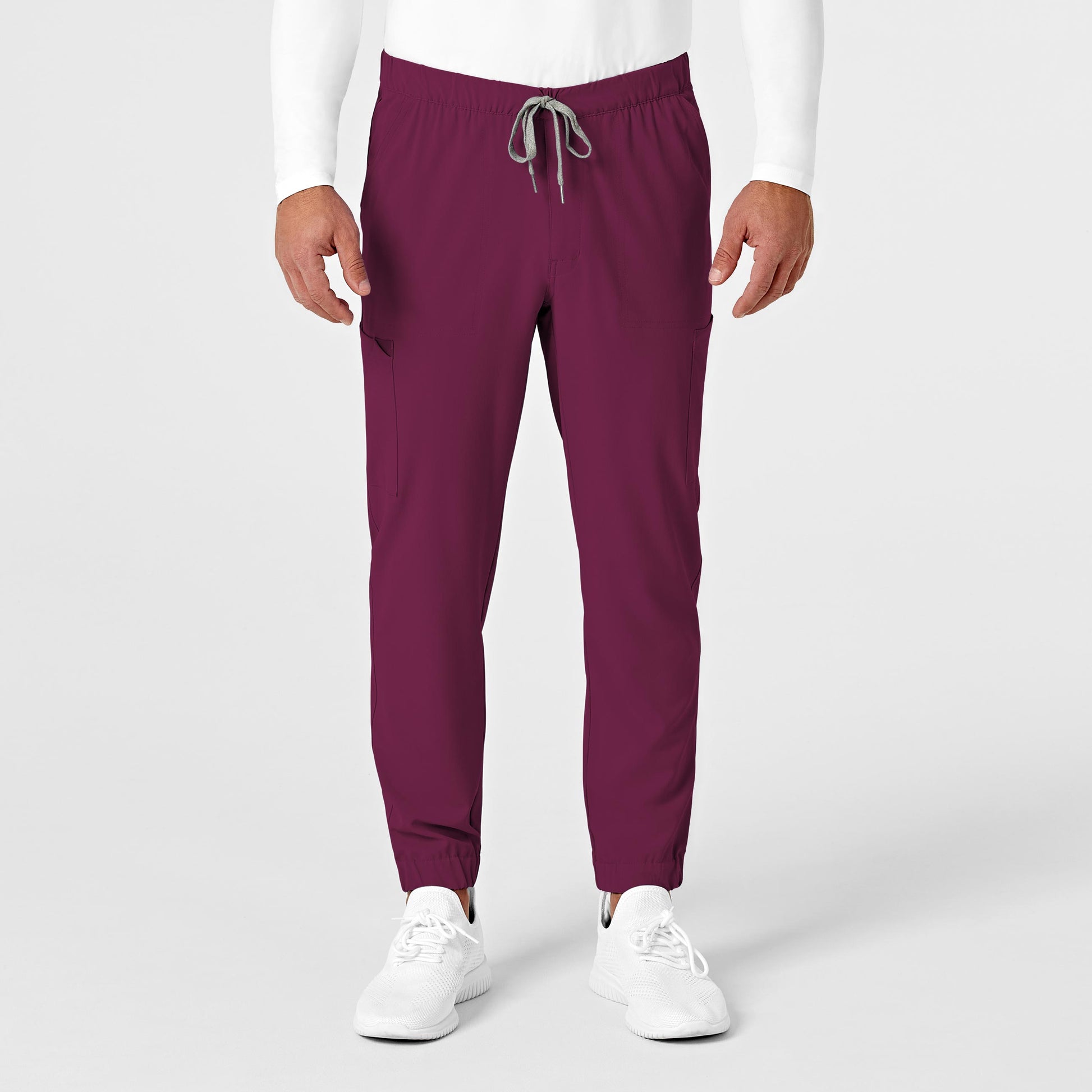 RENEW 5034 Men's Jogger Scrub Pants Wine Model Image Front | Wink