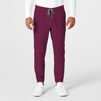 RENEW 5034 Men's Jogger Scrub Pants Wine Model Image Front | Wink