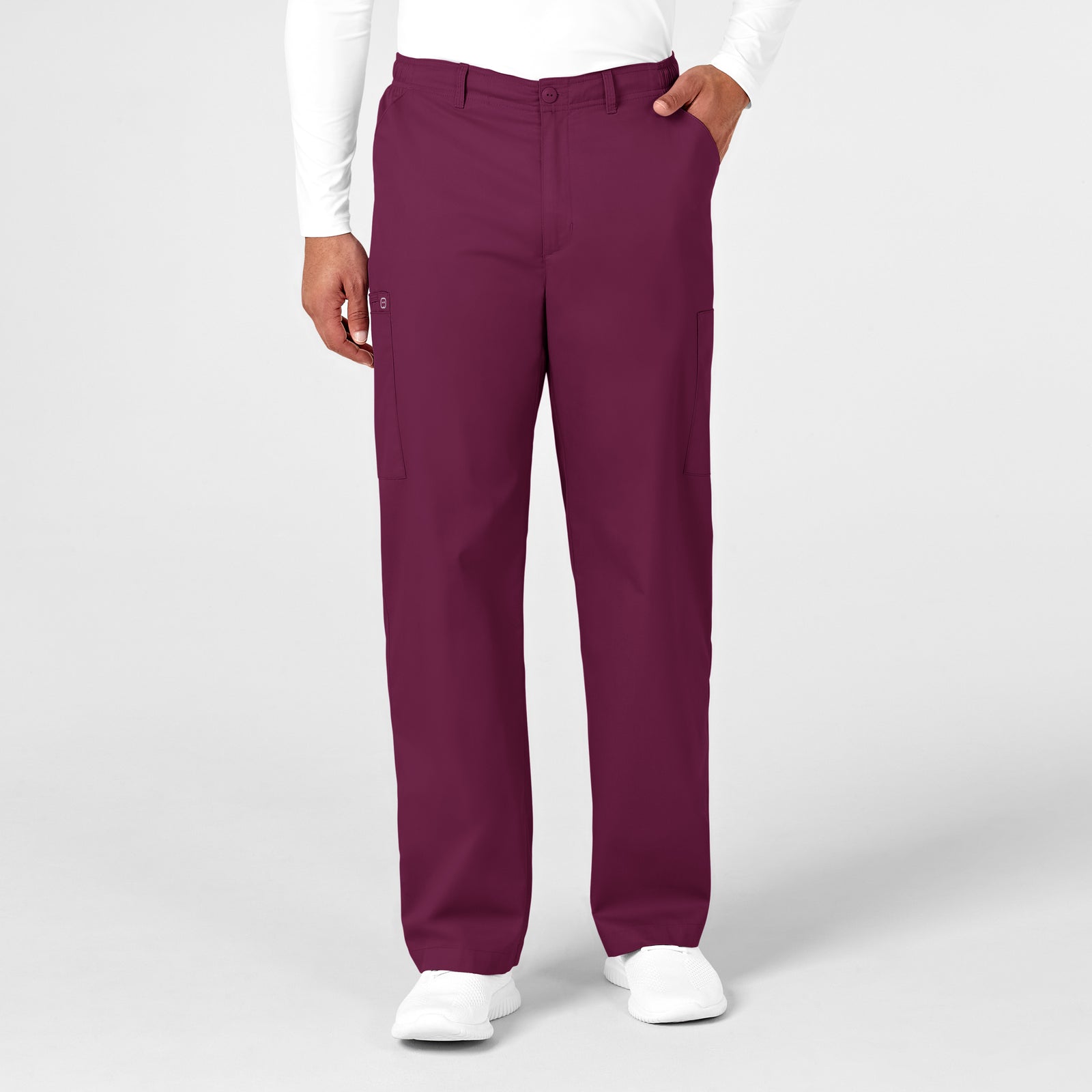 WonderWonderWORK 503 Men's Cargo Scrub Pant Wine Model Image Front | Wink