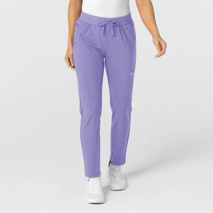 W123 5045 Flex-n-Reach Track Scrub Pants Iris Purple Model Image Front | Wink