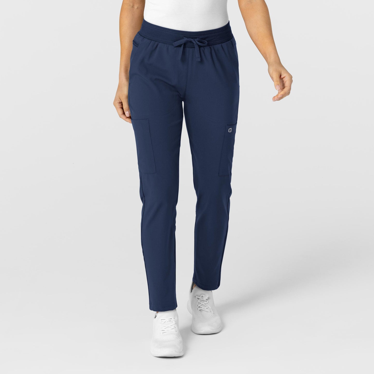 W123 5045 Flex-n-Reach Track Scrub Pants Navy Model Image Front | Wink