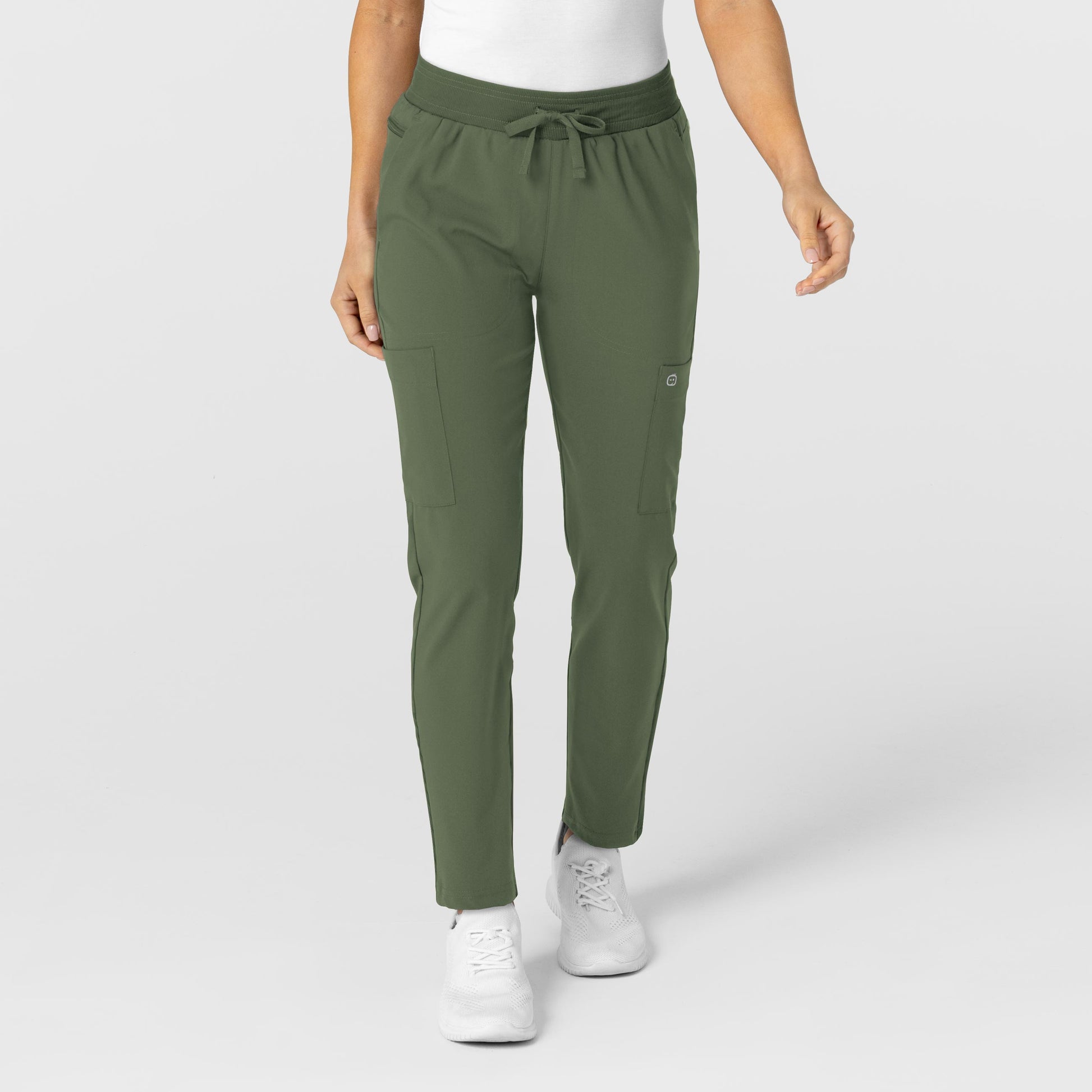 W123 5045 Flex-n-Reach Track Scrub Pants Olive Model Image Front | Wink