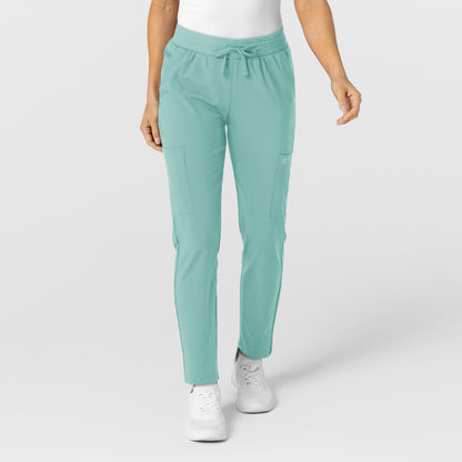 W123 5045 Flex-n-Reach Track Scrub Pants Turquoise Model Image Front | Wink