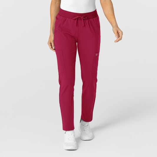 W123 5045 Flex-n-Reach Track Scrub Pants Viva Magenta Model Image Front | Wink