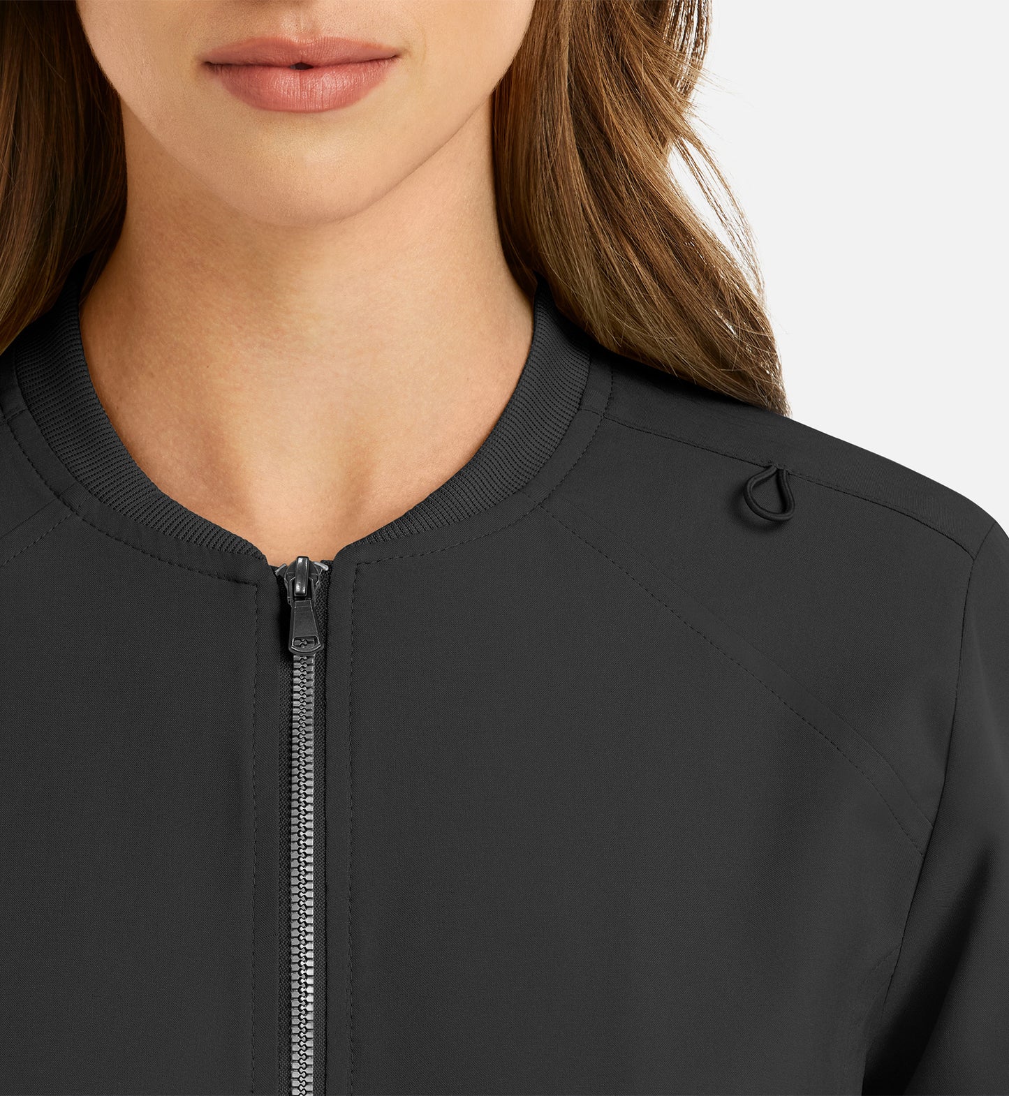 Momentum 5061 Womens Full Zip Bomber Jacket Black