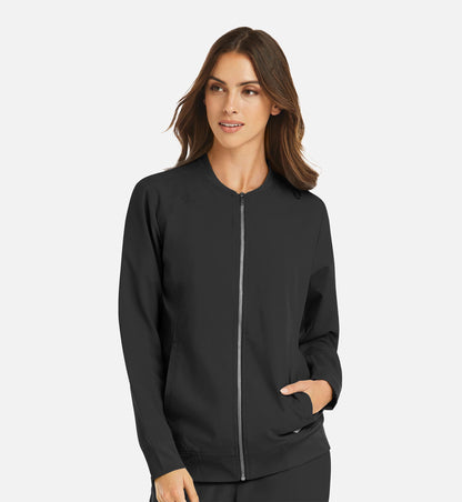 Cleveland Clinic Momentum 5061 Women's Full Zip Bomber Jacket Black