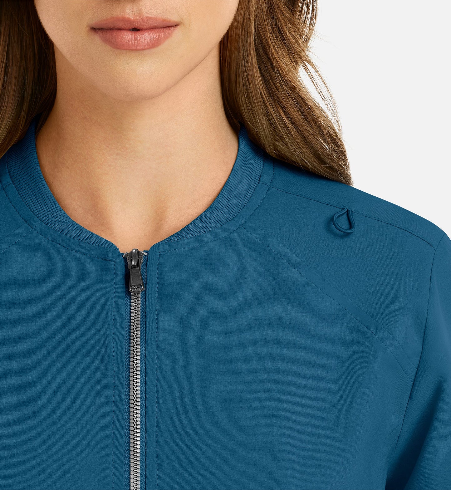 Cleveland Clinic Momentum 5061 Women's Full Zip Bomber Jacket Caribbean Blue