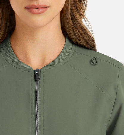 Momentum 5061 Womens Full Zip Bomber Jacket Olive