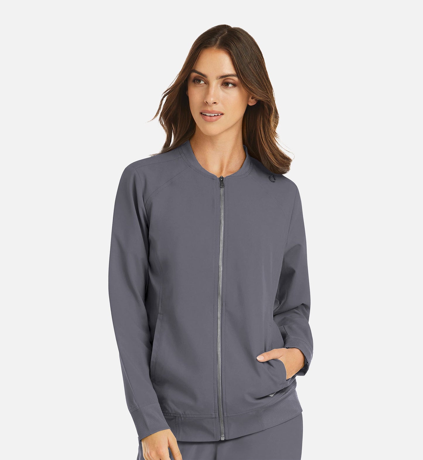 Cleveland Clinic Momentum 5061 Women's Full Zip Bomber Jacket Pewter
