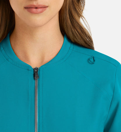 Cleveland Clinic Momentum 5061 Women's Full Zip Bomber Jacket Teal