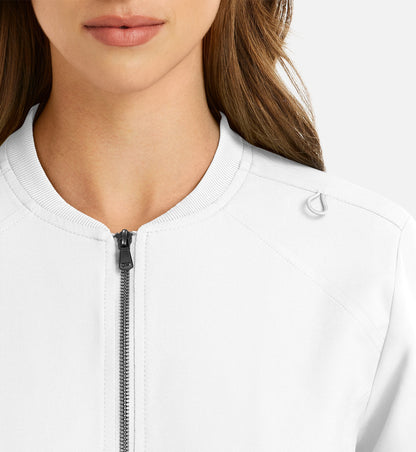 Cleveland Clinic Momentum 5061 Women's Full Zip Bomber Jacket White
