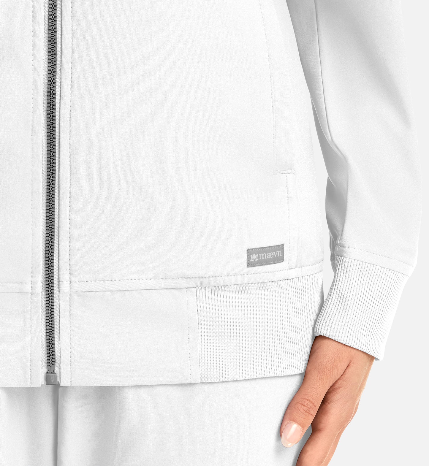 Momentum 5061 Womens Full Zip Bomber Jacket White