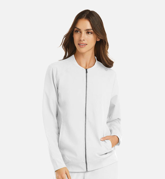 Cleveland Clinic Momentum 5061 Women's Full Zip Bomber Jacket White