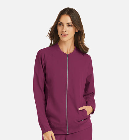 Cleveland Clinic Momentum 5061 Women's Full Zip Bomber Jacket Wine