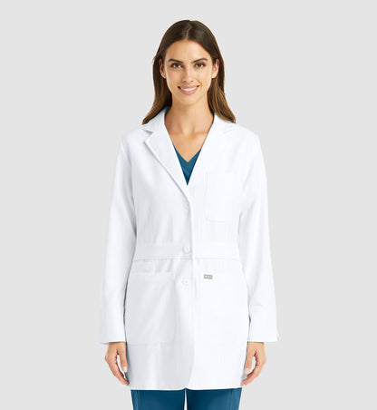 Cleveland Clinic Momentum Lab Coats 5072 Women's Mid Length Lab Coat White