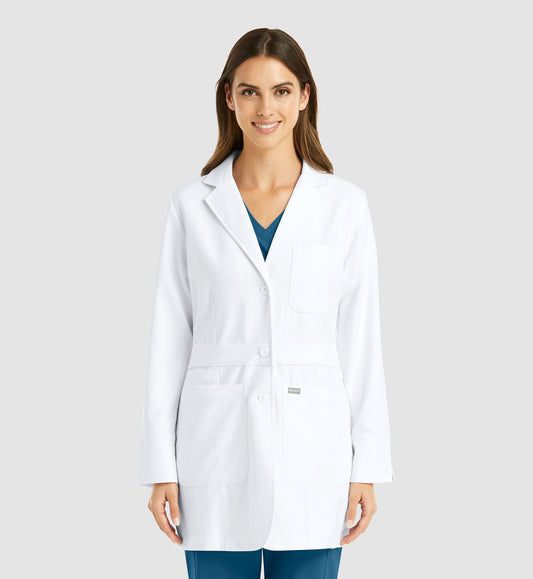 Cleveland Clinic Momentum Lab Coats 5072 Women's Mid Length Lab Coat White