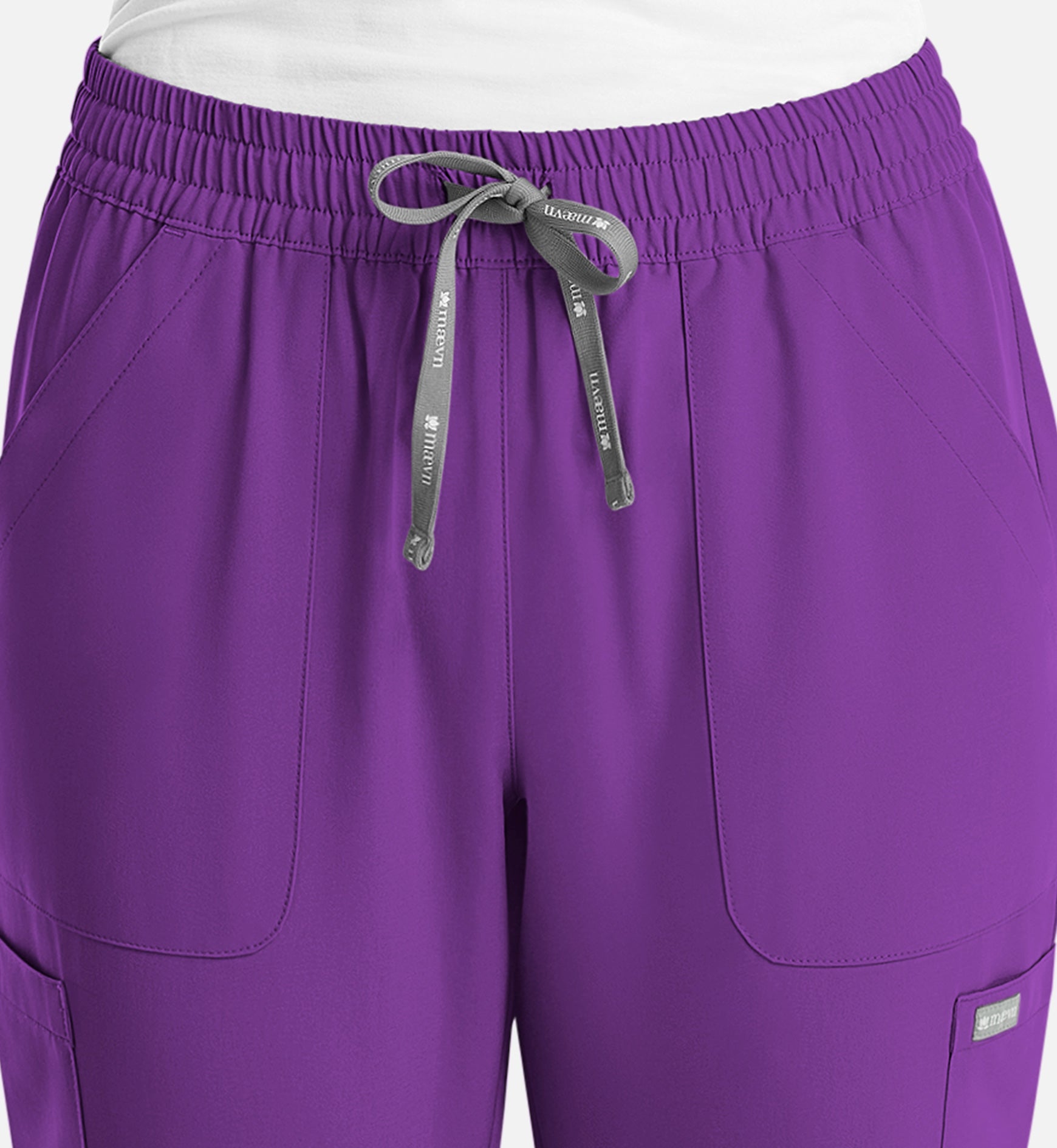 Momentum 5091 Womens Full Elastic Pull on Pant Egg plant