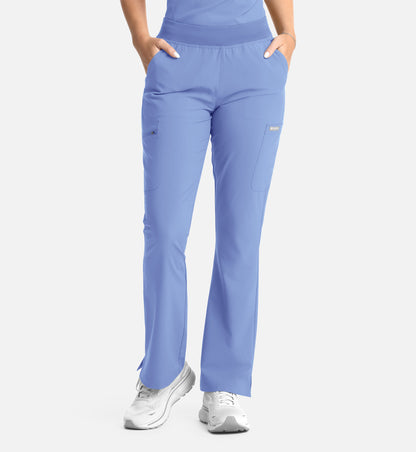 Momentum 5093 Women's Full Elastic Band Flare Leg Pants Ceil Blue