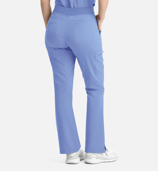 Momentum 5093 Women's Full Elastic Band Flare Leg Pants Ceil Blue