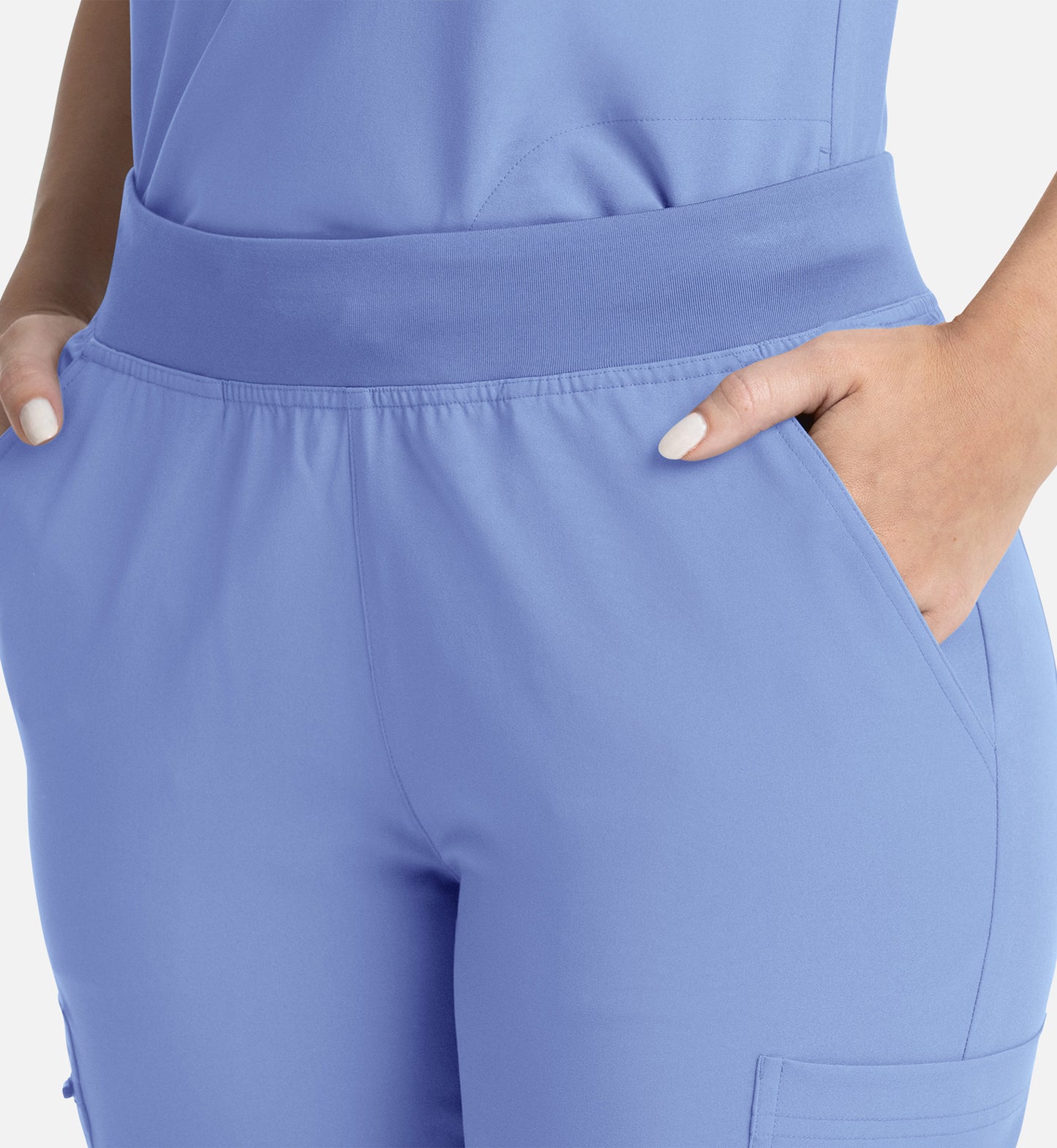 Momentum 5093 Women's Full Elastic Band Flare Leg Pants Ceil Blue