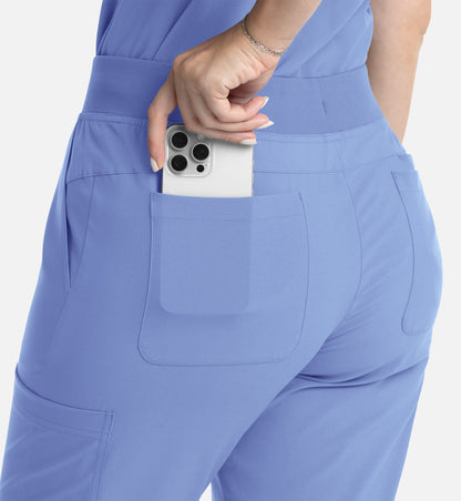 Momentum 5093 Women's Full Elastic Band Flare Leg Pants Ceil Blue