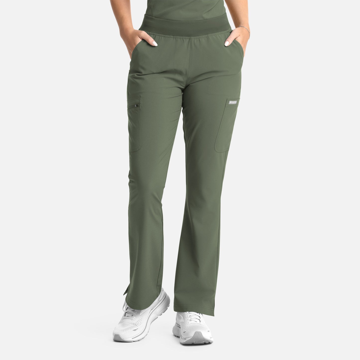 Momentum 5093 Women&#039;s Full Elastic Band Flare Leg Pant Olive