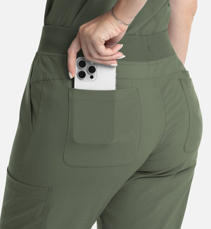 Momentum 5093 Women&#039;s Full Elastic Band Flare Leg Pant Olive