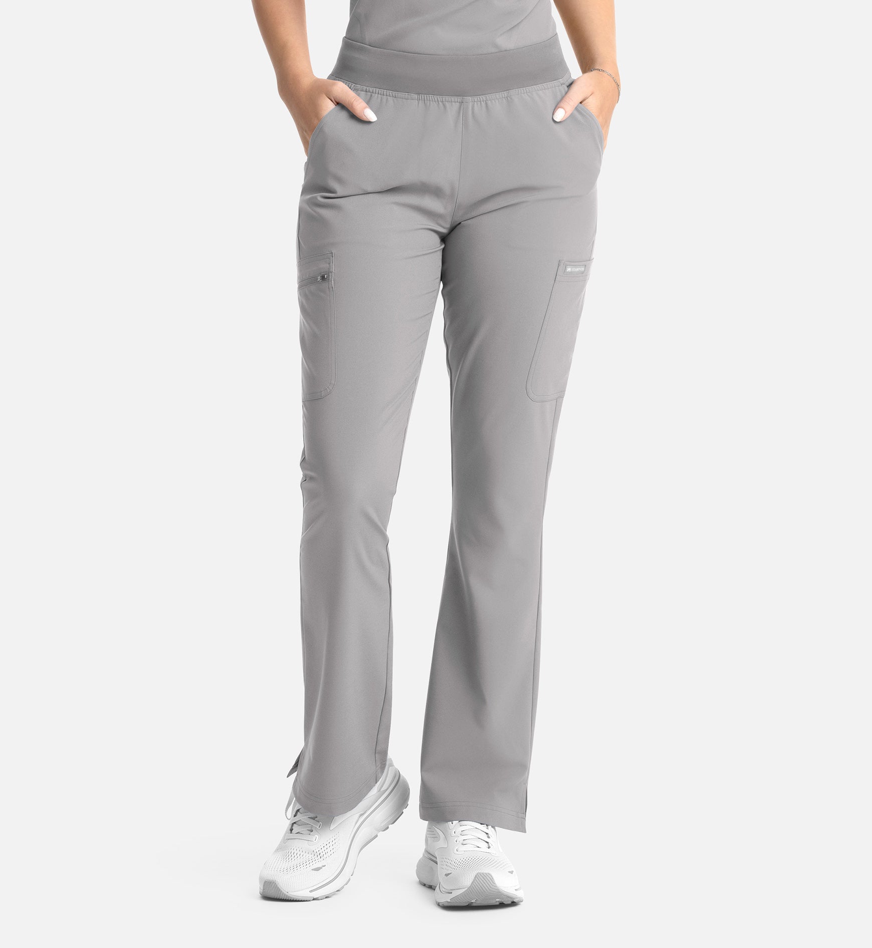 Momentum 5093 Women’s Full Elastic Band Flare Leg Pant Quiet Grey