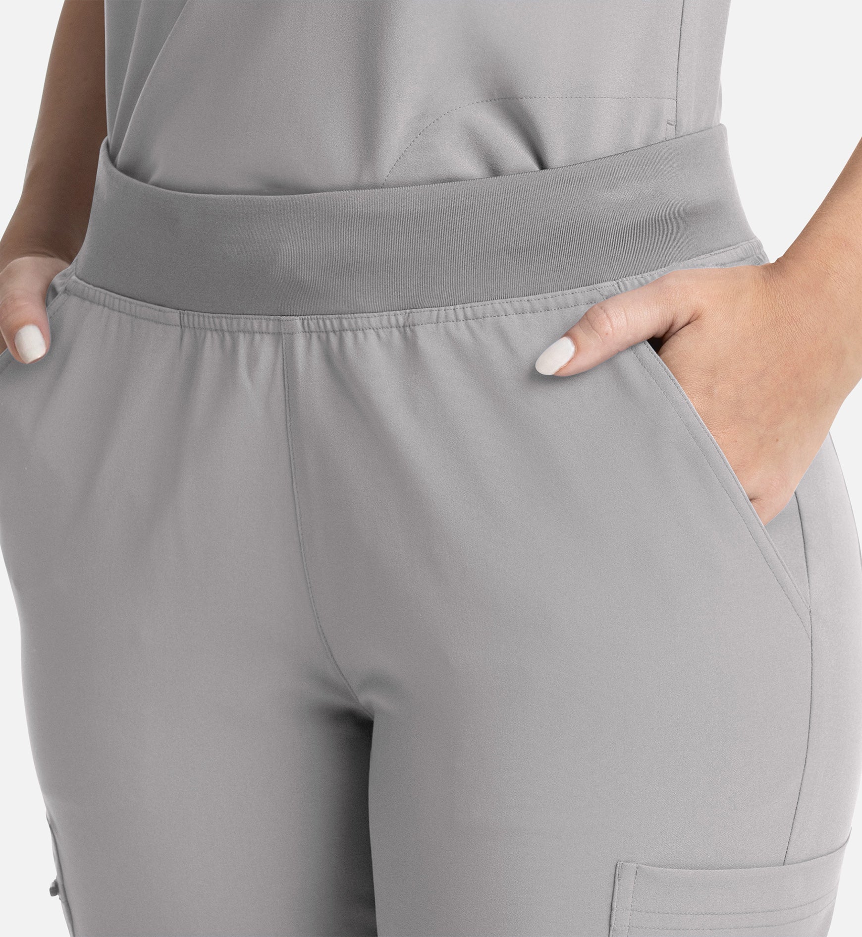 Momentum 5093 Women’s Full Elastic Band Flare Leg Pant Quiet Grey