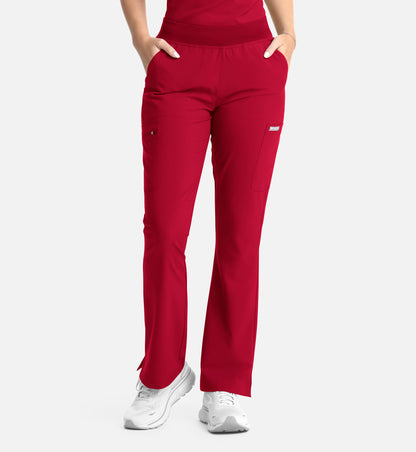 Momentum 5093 Women’s Full Elastic Band Flare Leg Pant Red