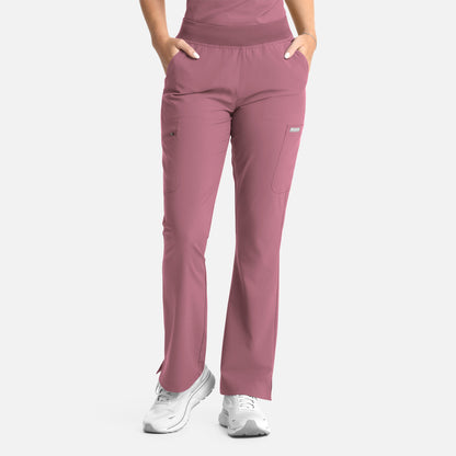 Momentum 5093 Women&#039;s Full Elastic Band Flare Leg Pant Rose