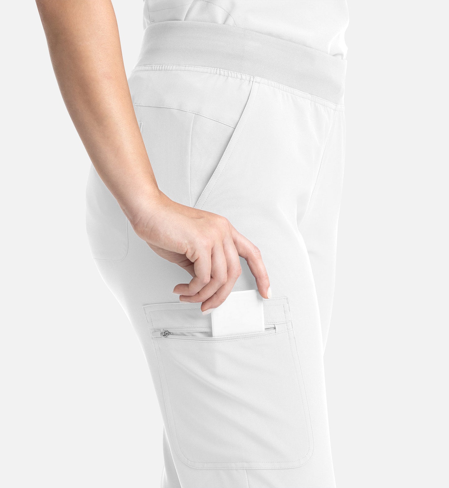 Momentum 5093 Women’s Full Elastic Band Flare Leg Pant White