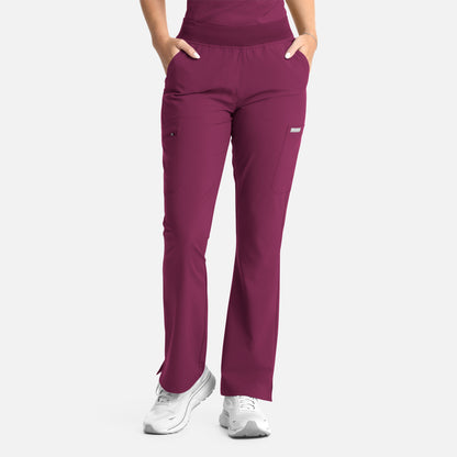 Momentum 5093 Women&#039;s Full Elastic Band Flare Leg Pant Wine