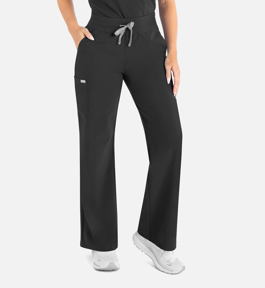 Momentum 5094 Women’s High Waist Full Elastic Wide Leg Pant Black